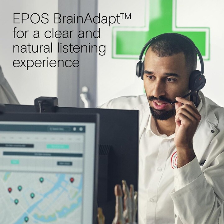 Auriculares de oficina EPOS Impact 760T, certificados para Microsoft Teams, cancelación de ruido, USB-C, IA, ActiveGard, Busylig
