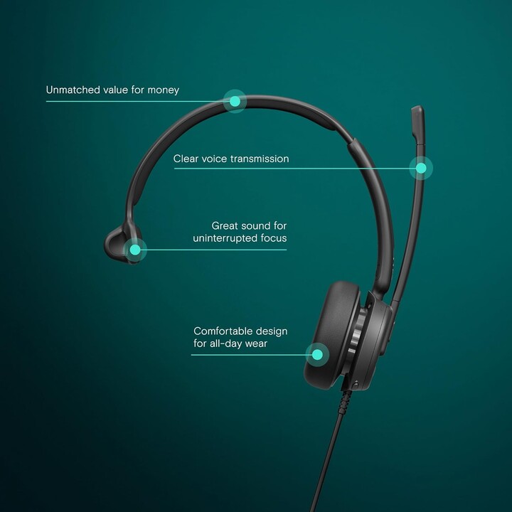 EPOS IMPACT 430T, Mono On-Ear Headset with Dual Microphone, Noise Cancellation, USB-C/USB-A, Microsoft Teams, Plug-and-Play, Zoo