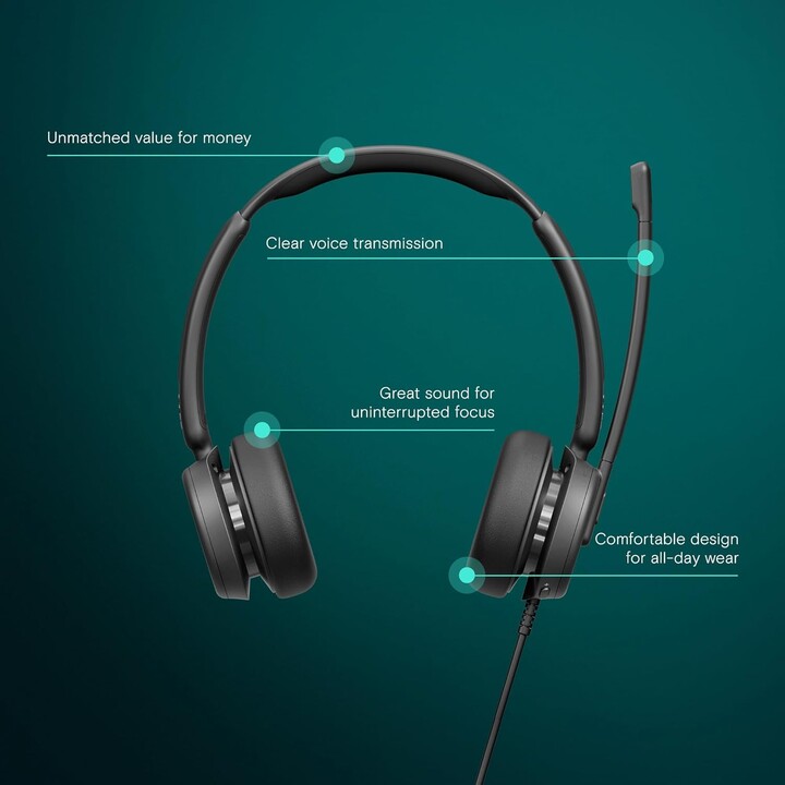 EPOS IMPACT 460, binaurales On-Ear-Headset mit Doppelmikrofon, Geräuschunterdrückung, USB-C/USB/A, Plug-and-Play, Zoom, UC
