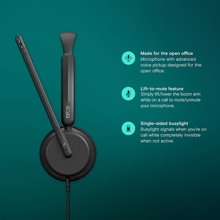 EPOS IMPACT 460, binaurales On-Ear-Headset mit Doppelmikrofon, Geräuschunterdrückung, USB-C/USB/A, Plug-and-Play, Zoom, UC
