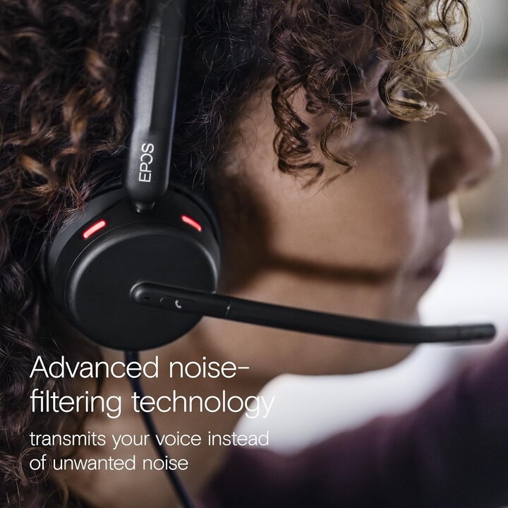EPOS IMPACT 460, cuffie on-ear binaurali con doppio microfono, cancellazione del rumore, USB-C/USB/A, plug-and-play, zoom, UC
