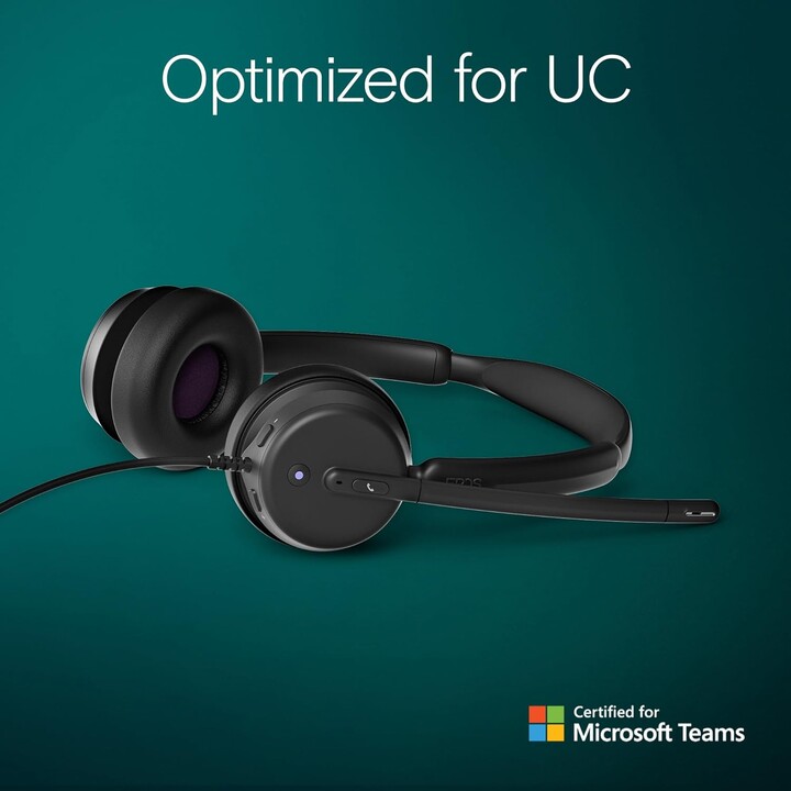EPOS IMPACT 460T, cuffie on-ear binaurali con doppio microfono, cancellazione del rumore, USB-C/USB-A, Microsoft Teams, Zoom, UC