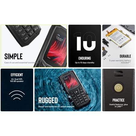 Crosscall Core-S5, 4G cell phone for lasting reliability and efficiency, Dual Sim, Waterproof, Black