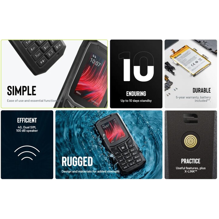 Crosscall Core-S5, 4G Mobile 2,4 Zoll 8GB 16GB 2 Megapixel Dual Sim Wasserdicht Schwarz