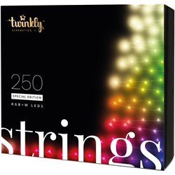Twinkly Strings – Guirnalda de luces 250 RGB+W, cable transparente, tipo enchufe F