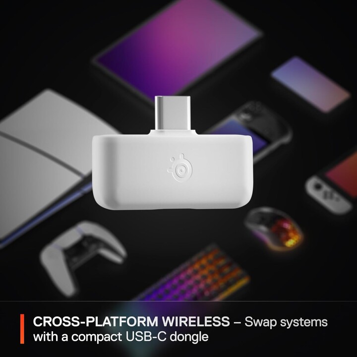 SteelSeries Arctis Nova 5P Wireless - Fone de ouvido para jogos multissistema - Branco - Drivers magnéticos de neodímio