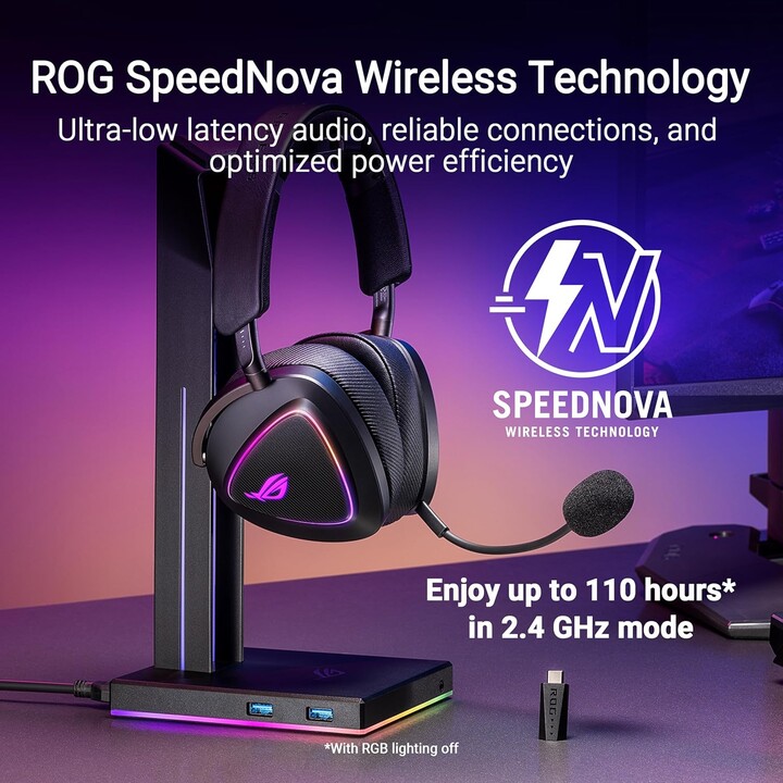 Fones de ouvido Asus Rog Delta Ii sem fio e com fio para jogo USB tipo C Bluetooth preto