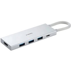 Hub Xiaomi 5-en-1 Type-C USB-C+USB 3.0x3+HDMI Argent