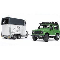 Land Rover avec remorque à chevaux et figurine de cheval BRUDER