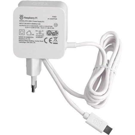 alimentation officielle Raspberry Pi 5 USB-C 27W, alimentation USB-C, blanc