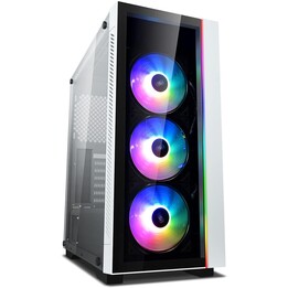 Deepcool MATREXX 55 V3 RGB 3F, high-performance mid-tower ATX case with dual 4mm tempered glass, A-RGB fans, White