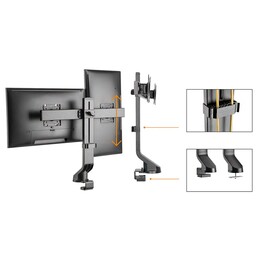 Maclean Brackets MC-854 Dual Monitor Desk Mount with Cable Management