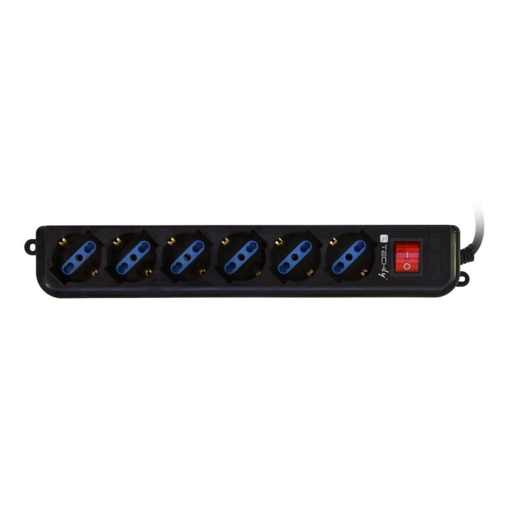 Techly IUPS-PCP-6V base múltipla 1,5 m 6 tomadas CA Preto