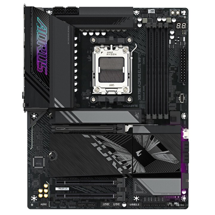 GIGABYTE X870E A ELITE WIFI7-Mainboard - Unterstützt AMD Ryzen 9000 CPUs, 16+2+2 Phasen Digital-VRM, bis zu 8000MHz DDR5 (OC), 4