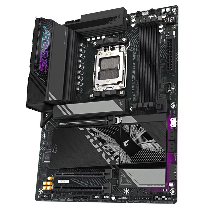 GIGABYTE Placa base X870E A ELITE WIFI7 - Compatible con CPUs AMD Ryzen 9000, VRM digital de 16+2+2 fases, hasta 8000MHz DDR5 (O