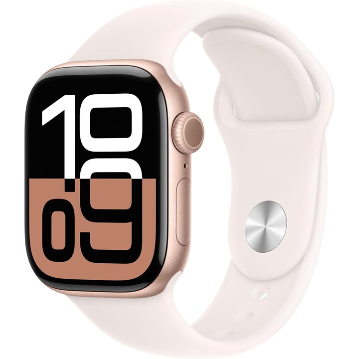 Apple Watch Series 10 GPS Cellular 42mm Caja de aluminio en oro rosa y correa deportiva rosa rubor Talla M/L