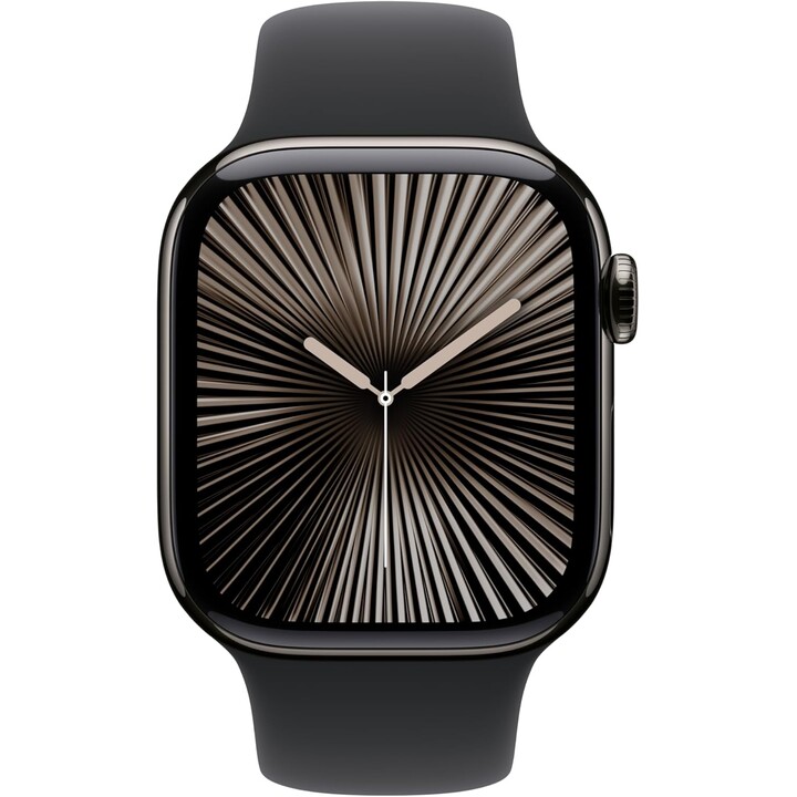 Apple Watch Series 10 GPS Cellular Cassa in titanio ardesia da 42 mm con cinturino Sport nero - Taglia M/L