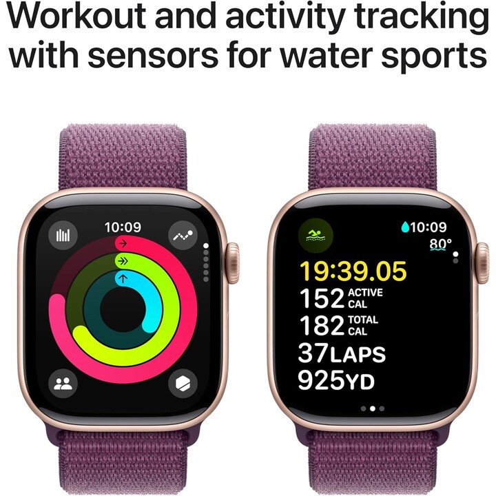 Apple Watch Series 10 GPS Cellular 42 mm caixa de alumínio ouro rosa com alça esportiva ameixa - tamanho único