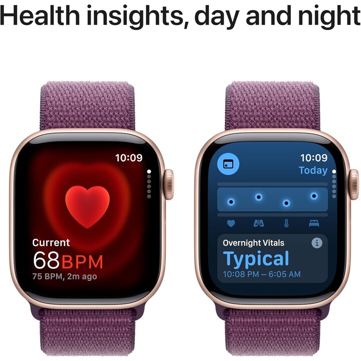 Apple Watch Series 10 GPS Cellular 42 mm roségoldenes Aluminiumgehäuse mit pflaumenfarbener Sportschlaufe – Einheitsgröße