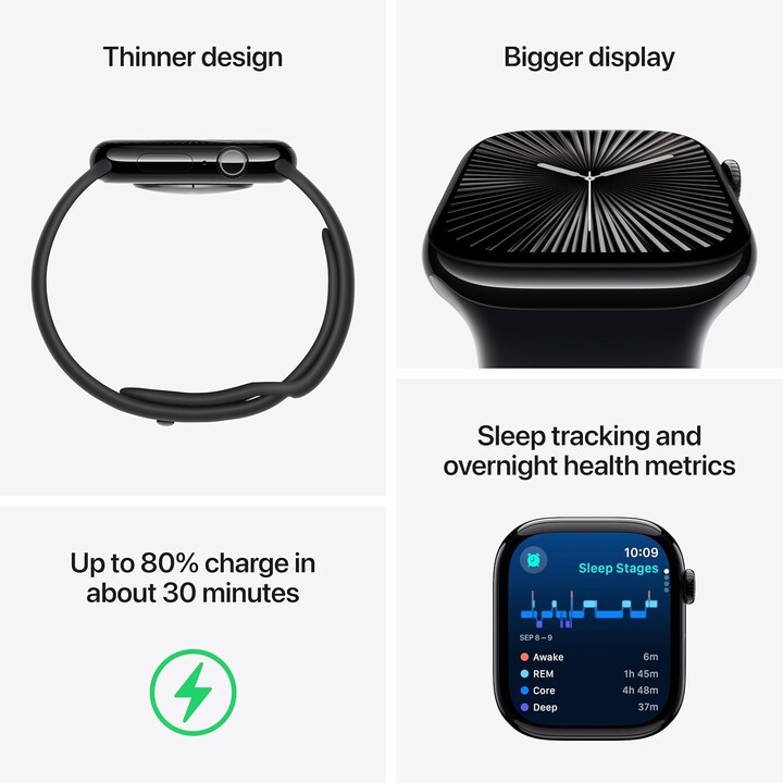 Apple Watch Series 10 GPS Cellular Cassa in titanio oro da 42 mm con cinturino sportivo Starlight - Taglia S/M
