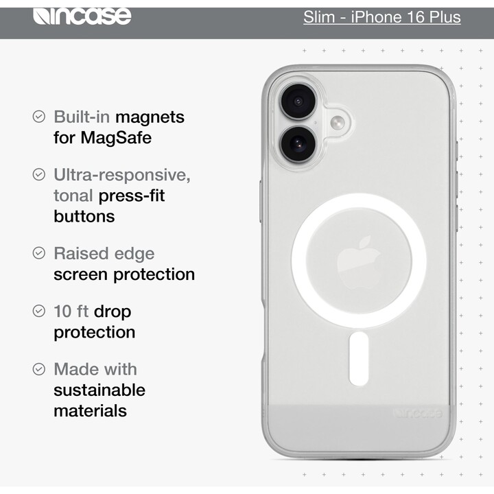 Capa Incase Slim Case MagSafe para iPhone 16 Plus, transparente