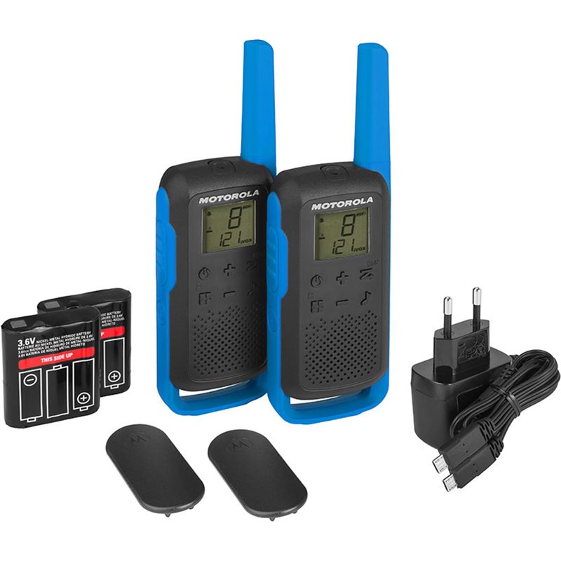 Motorola Mobility T62 Walkie Talkie, Blue/Black, 2 Pieces