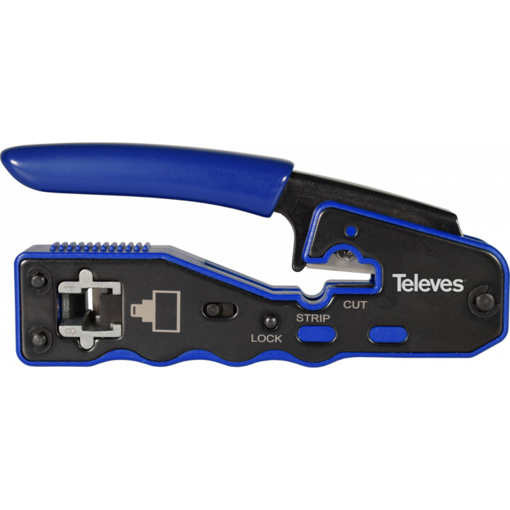 TELEVES 209802, Pince à sertir automatique pour connecteurs RJ45, noir