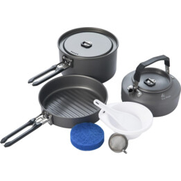 MPL Energy, Fiesta 2 Juego de ollas con revestimiento antiadherente para camping al aire libre, Negro