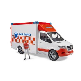 Mercedes Sprinter Krankenwagen mit Notruffigur und Licht + Soundmodul 02676 BRUDER