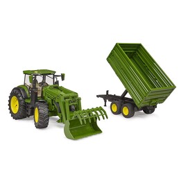 Trattore John Deere 7R 350 con caricatore frontale e rimorchio a 2 assi 03155 BRUDER