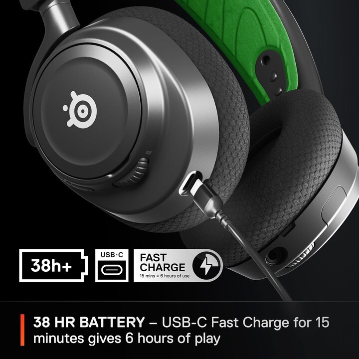 Steelseries Arctis Nova 7x Auscultadores Sem Fios e Com Fios Arco Gaming USB Tipo C Bluetooth Preto, Verde