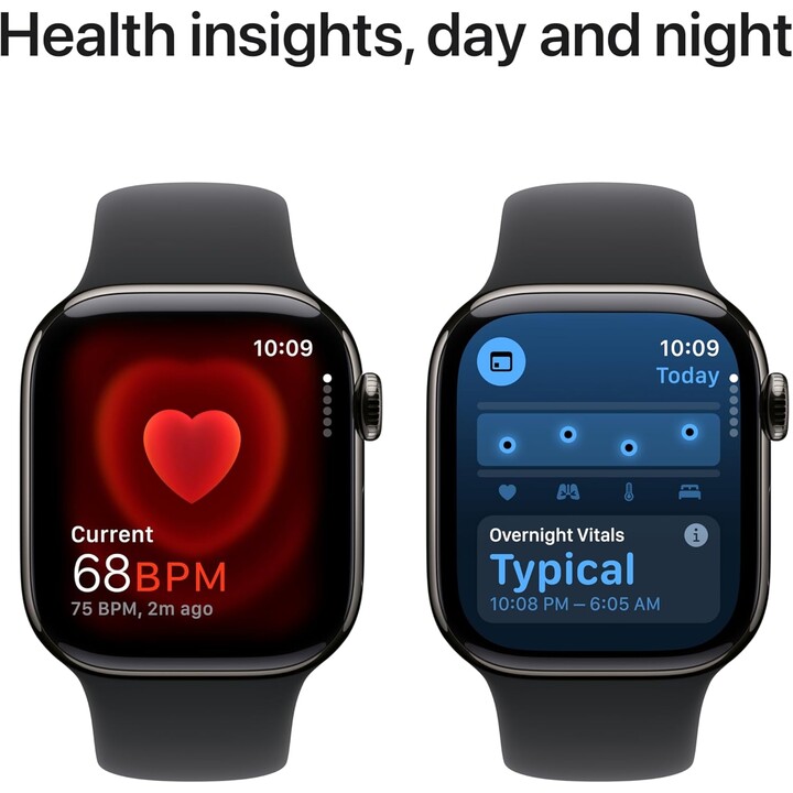 Apple Watch Series 10 GPS Cellular 42mm Slate Titanium Case with Black Sport Band - Size S/M