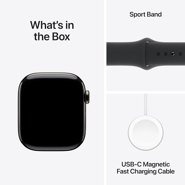 Apple Watch Series 10 GPS Cellular 42mm Slate Titanium Case with Black Sport Band - Size S/M