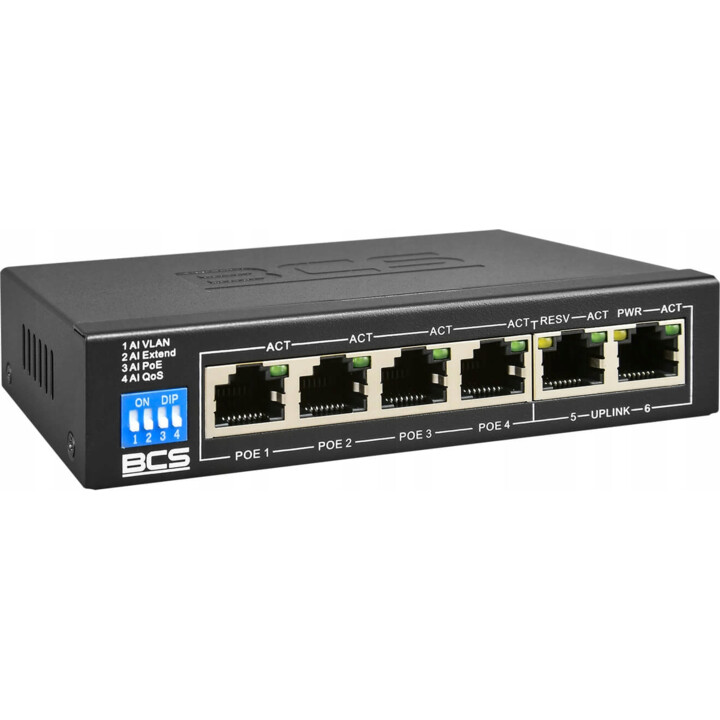 Switch PoE BCS-B-SP0402 para 4 câmeras IP