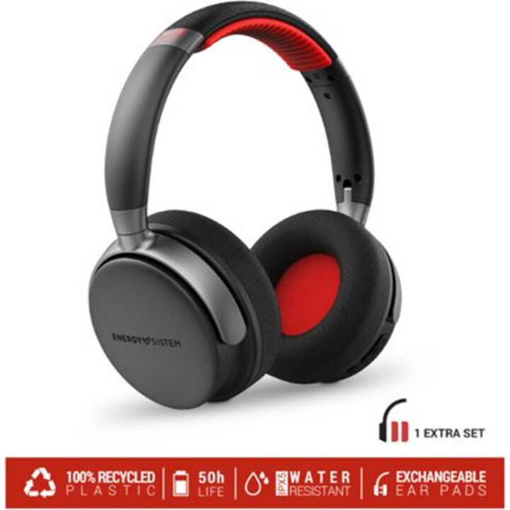 Headband Headphones with Bluetooth ENERGY SISTEM Power Sport - USB Type C · Jack 3.5mm · BT · Microphone · Black