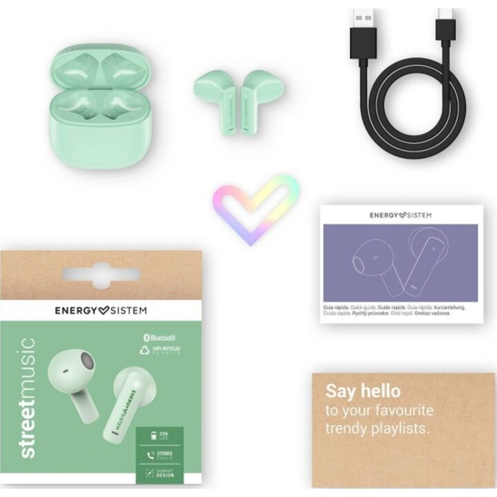 Energy Sistem Auricular intra-auricular + microfone streetmusic tws bluetooth mint