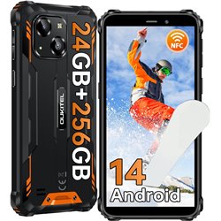 OUKITEL WP32 Pro, Smartphone Robuste Android 14, 24(6+18)Go RAM+256Go ROM/1To Téléphone Mobile Incassable, Orange