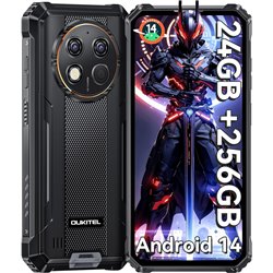 OUKITEL G1, Smartphone robuste Android 14, 24 Go + 256 Go (TF 1 To) 6,52'' HD+ Téléphone portable incassable, Noir