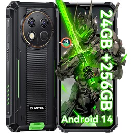 OUKITEL G1, Rugged Android 14 Smartphone, 24GB+256GB(TF 1TB) 6.52'' HD+ Unbreakable Mobile Phone, Green