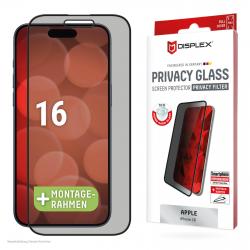 DISPLEX Privacy Full Cover Tempered Glass (10H) for Apple iPhone 16