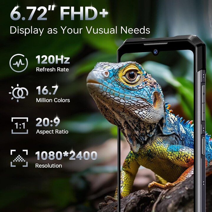 DOOGEE S200 5G 32GB 256GB, smartphone robusto, 10100 mAh, display posteriore da 1,32", ID impronta digitale/Sblocco facciale/NFC