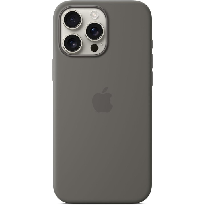 Coque en silicone Apple iPhone 16 Pro Max avec MagSafe - Gris pierre