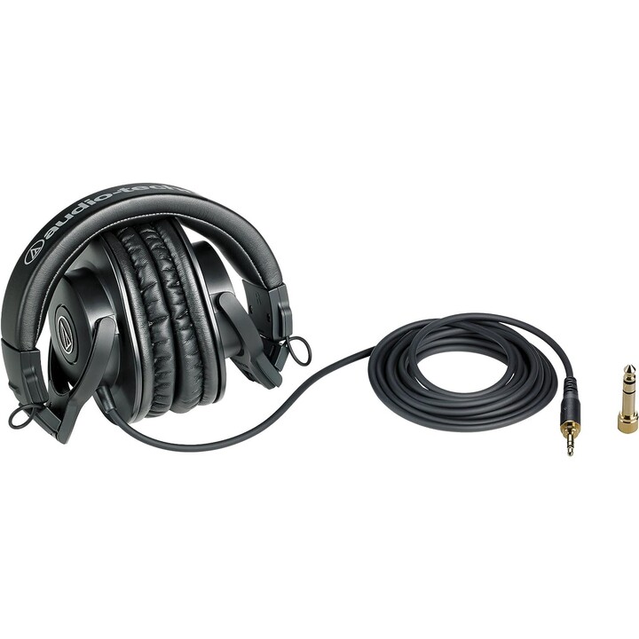 Audio-Technica M30x Cuffie da studio professionali per registrazione in studio, creatori, podcast, Nero