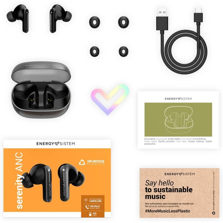 Energy Sistem Auricular in-ear + microfono serenity e tws bluetooth nero
