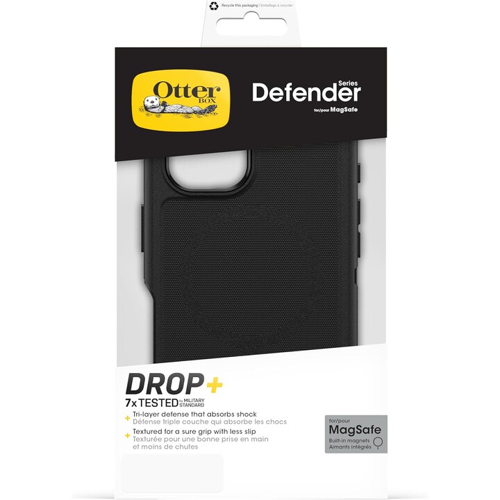 Capa MagSafe OtterBox Defender Series para iPhone 16, à prova de choque, à prova de quedas, ultrarresistente, preta