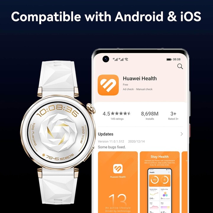 HUAWEI Watch GT5 Pro, 1,43-Zoll-Display, Profi-Sportuhr, Gesundheits-Tracking, EKG, 46 mm, Schwarz
