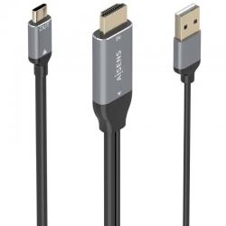 Aisens A109-0871 Câble Convertisseur/ HDMI Mâle/ USB Mâle - USB Type-C Mâle/ 1,8 m/ Noir