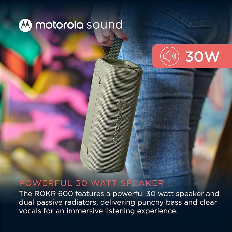 Motorola Rokr 600 30W IP67 Altavoz Bluetooth Verde