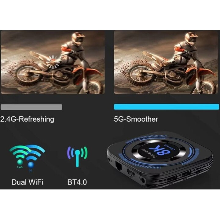 Transpeed 8K H618 4GB 32GB Wifi Dual Android 12 Android TV Black