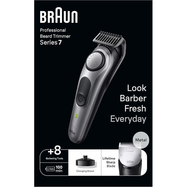 Aparador de Barba Braun Series 7 BT7420 6 em 1 Preto/Cinzento